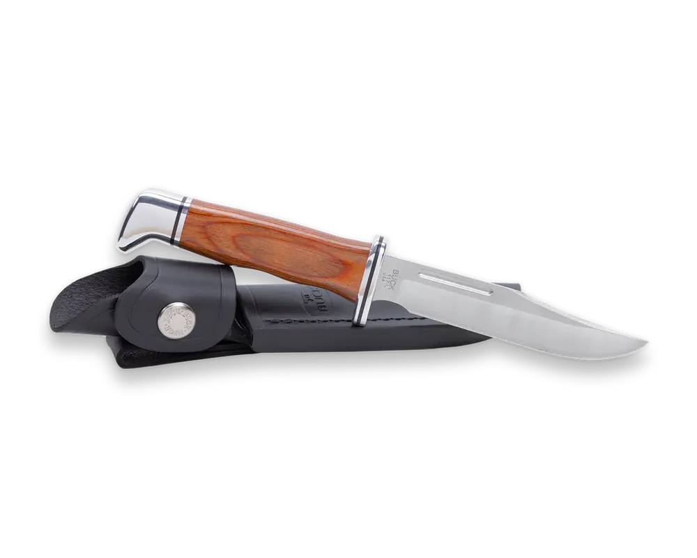 Buck Knives 117 Brahma – Jagd- und Outdoormesser mit 420HC Edelstahlklinge & Lederscheide Buck