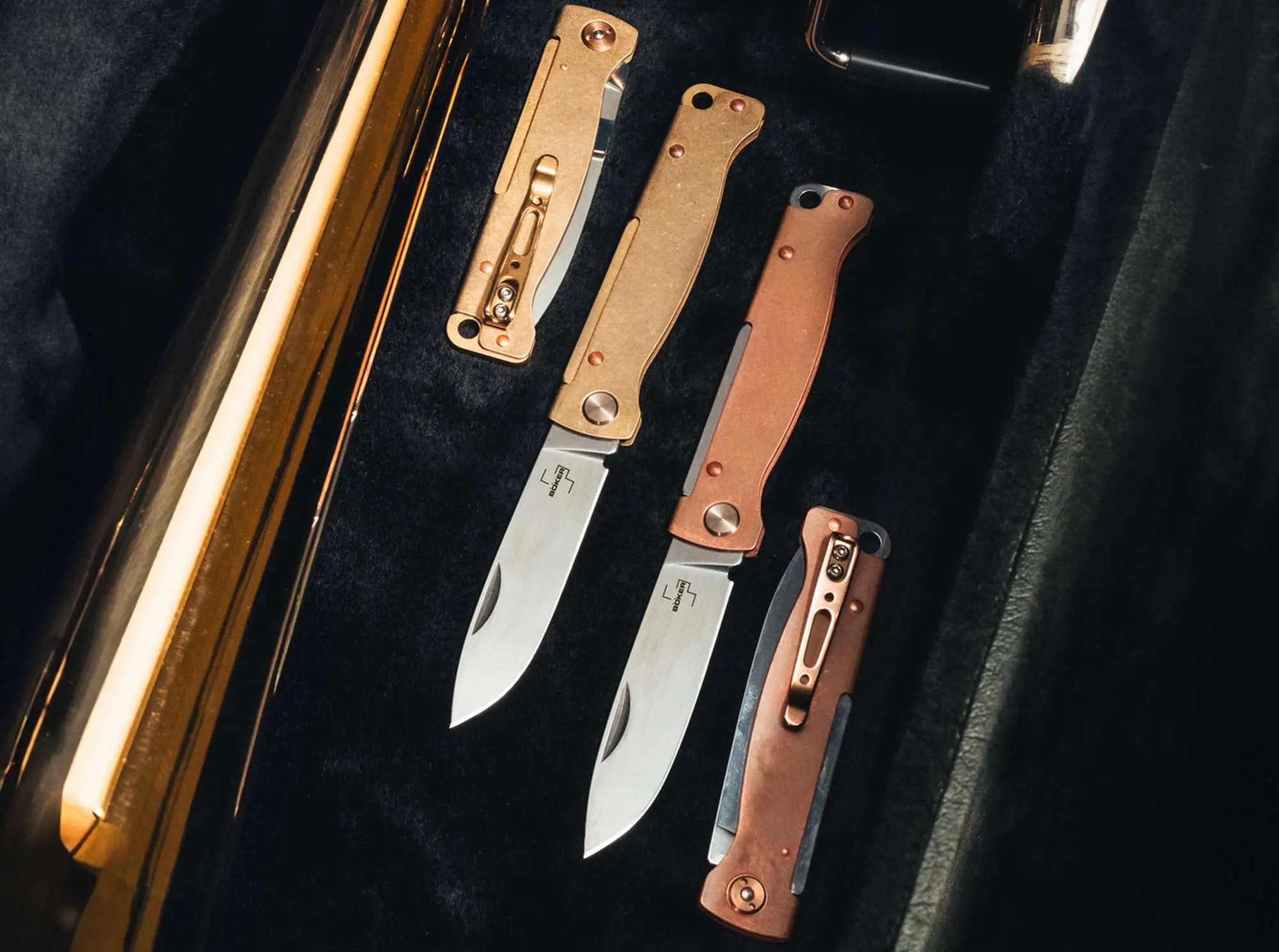 Böker Plus Atlas Copper – Slipjoint Taschenmesser 12C27, Kupfergriff Böker Plus