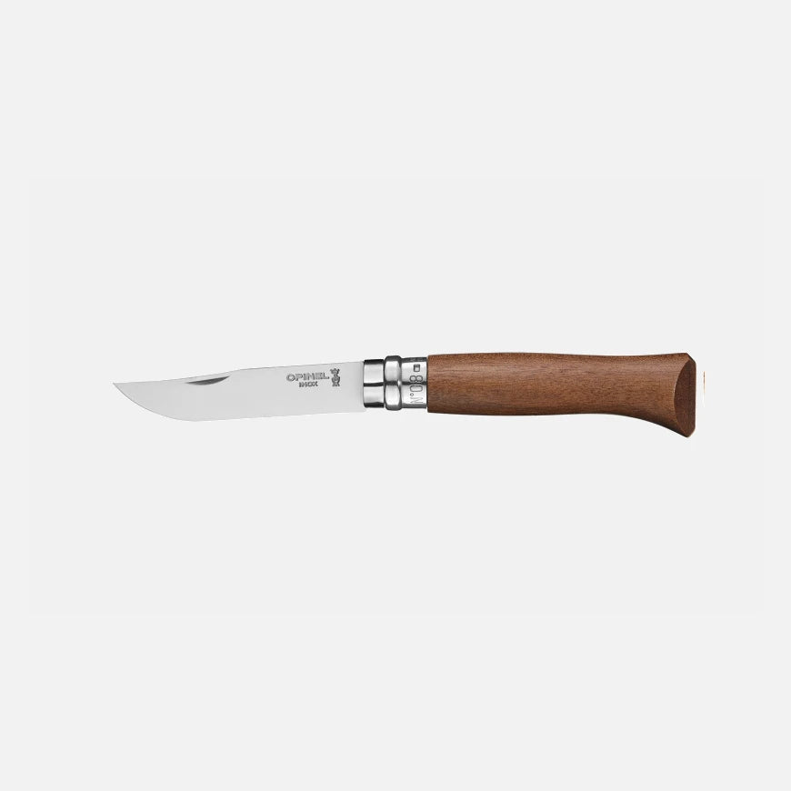 Opinel N°08 Nussholz – Klassisches Taschenmesser mit Edelstahlklinge & Griff aus edlem Nussbaumholz Opinel