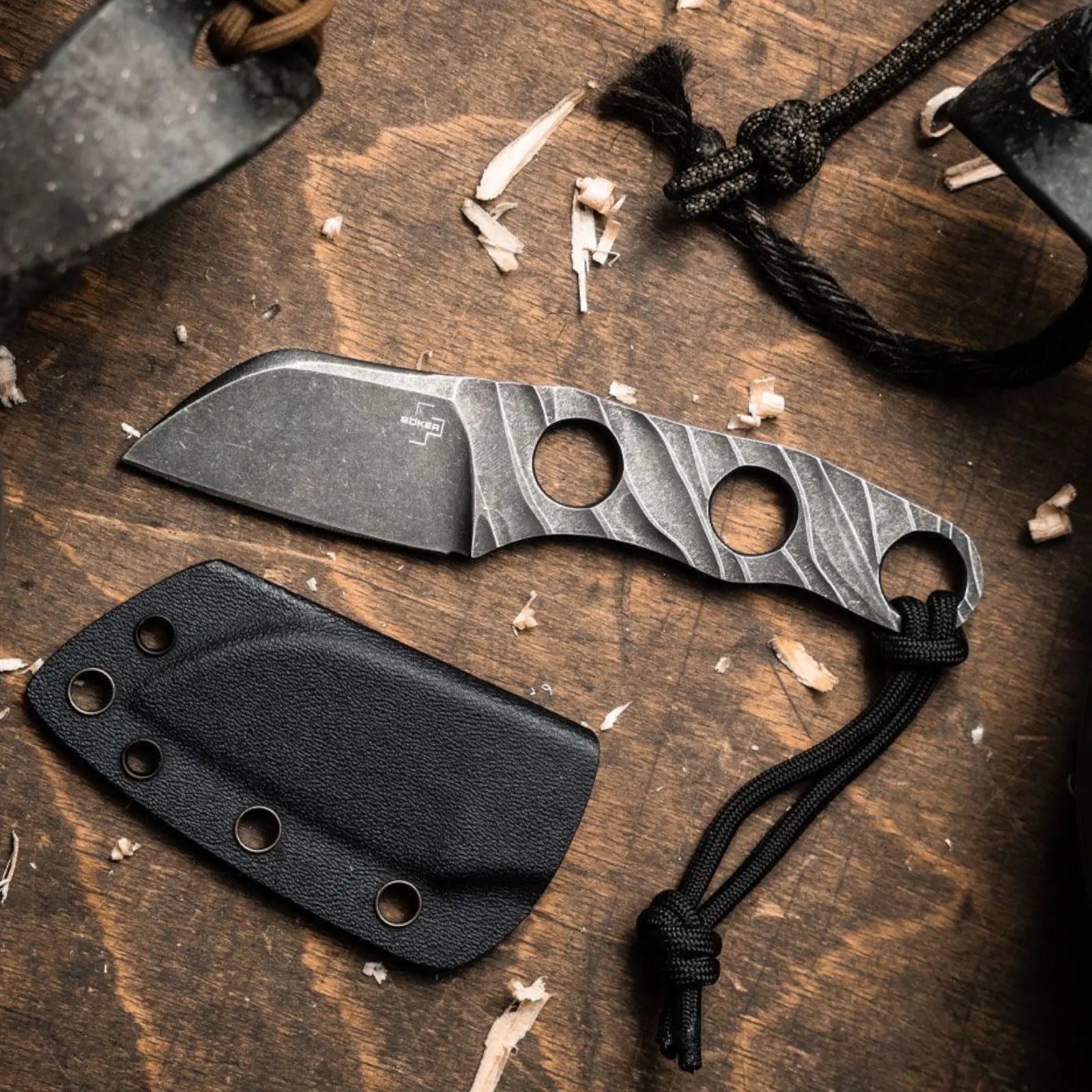 Böker Plus Kazhan Neck Knife – D2 Stahl, Kydex, Sheepfoot, 14 cm, EDC Messer Böker Plus