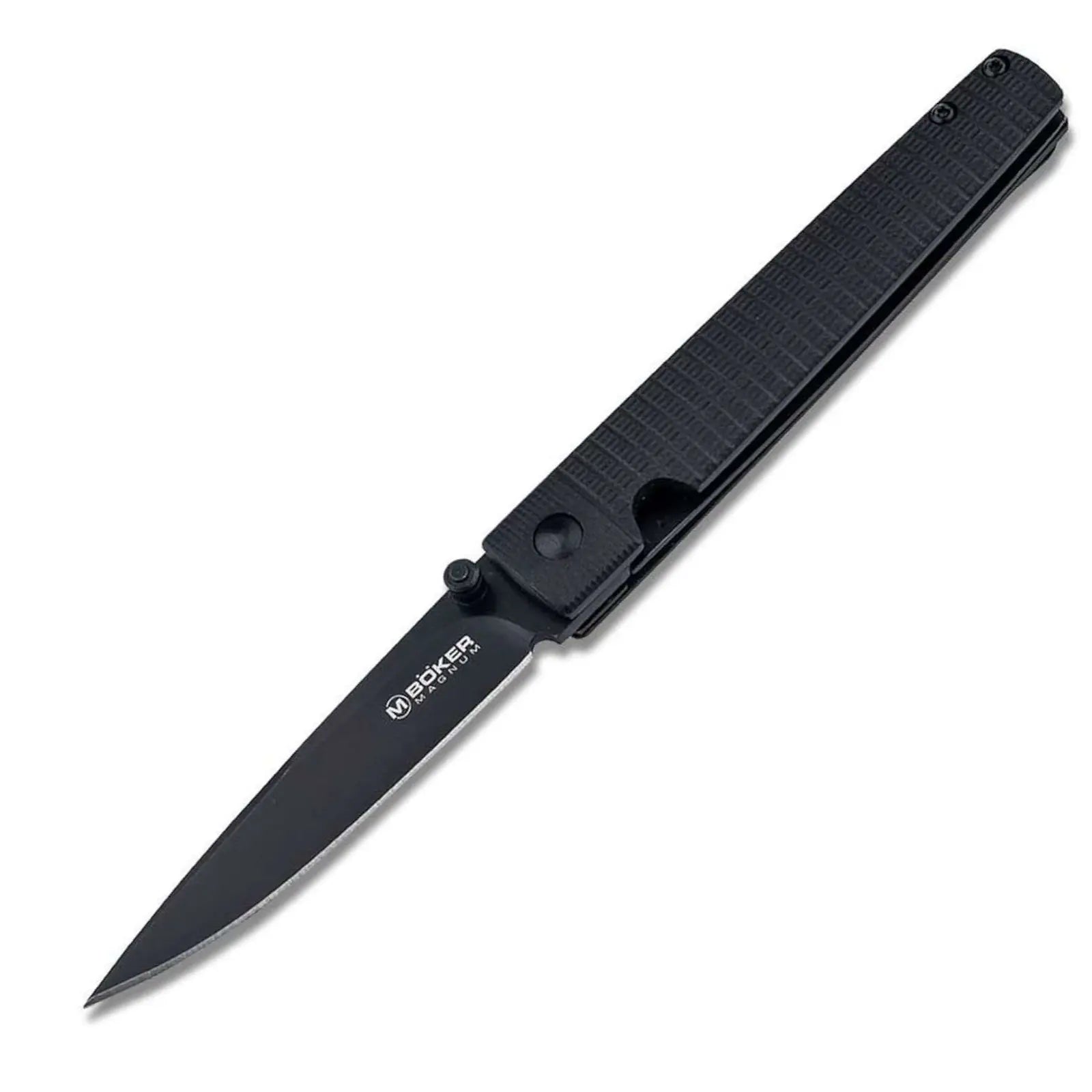 Böker Magnum Stereo G10 Linerlock 440A Droppoint Messer Schwarz Gentleman Tactical Böker Plus