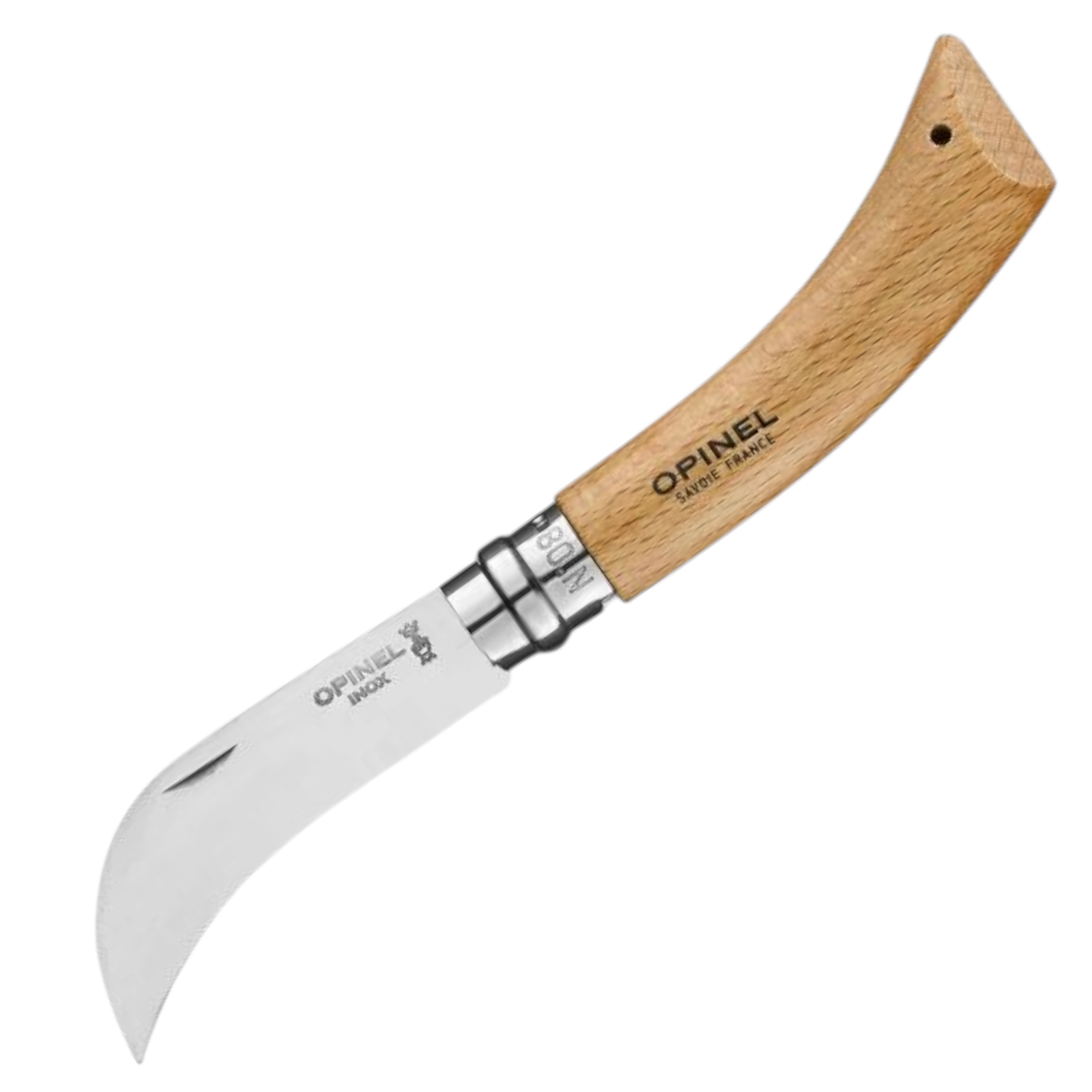 Opinel Gartenmesser N°08 – Hippe-Messer mit gebogener Edelstahlklinge zum Veredeln & Zurückschneiden Opinel