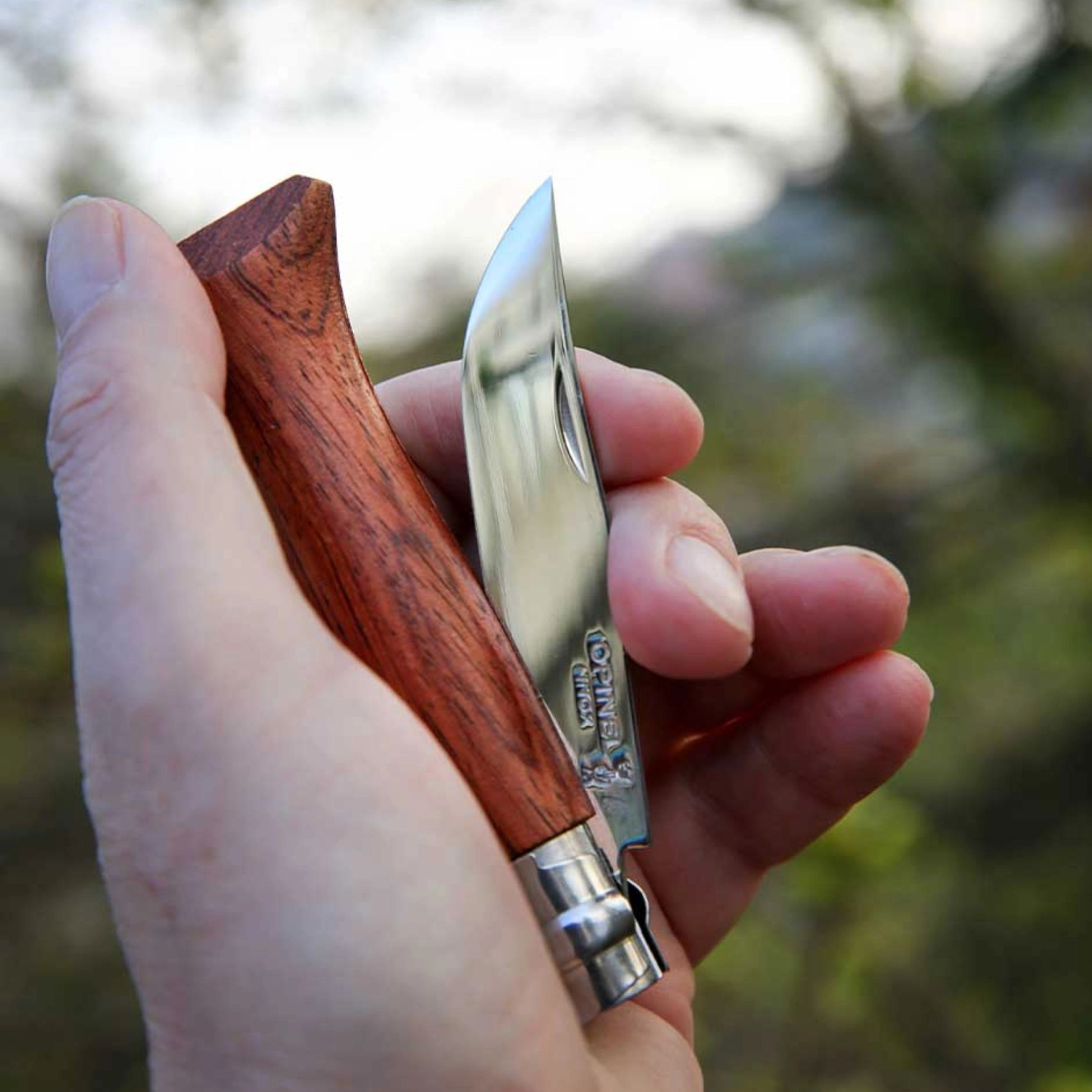 Opinel N°08 Luxus Padouk – Edles Taschenmesser mit spiegelpolierter Edelstahlklinge & Padouk-Holzgriff Opinel