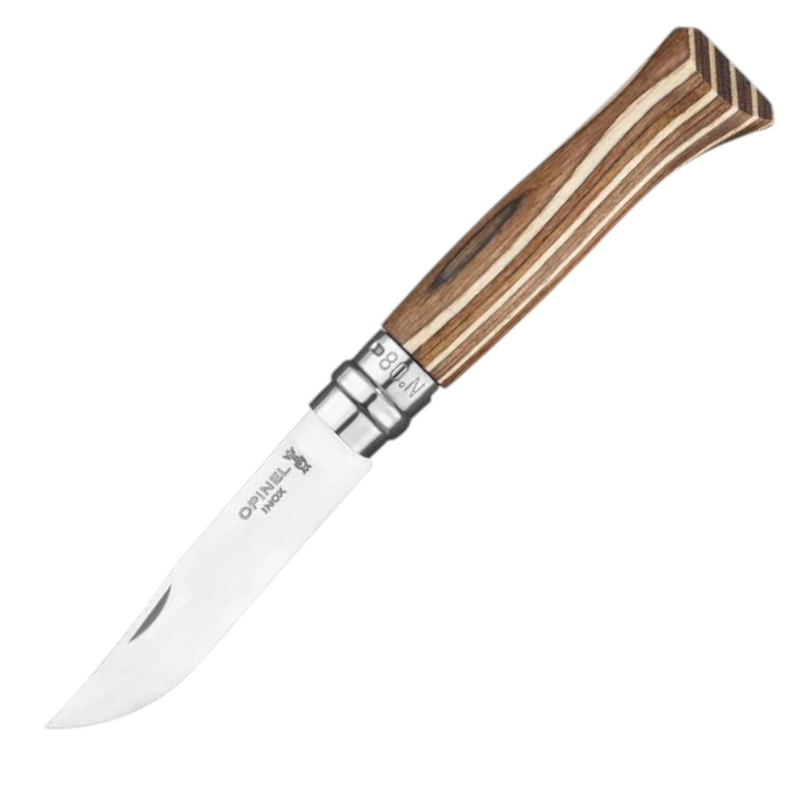 Opinel N°08 Laminierte Birke Braun – Edles Taschenmesser mit nachhaltigem Birkenholzgriff & Geschenkbox Opinel