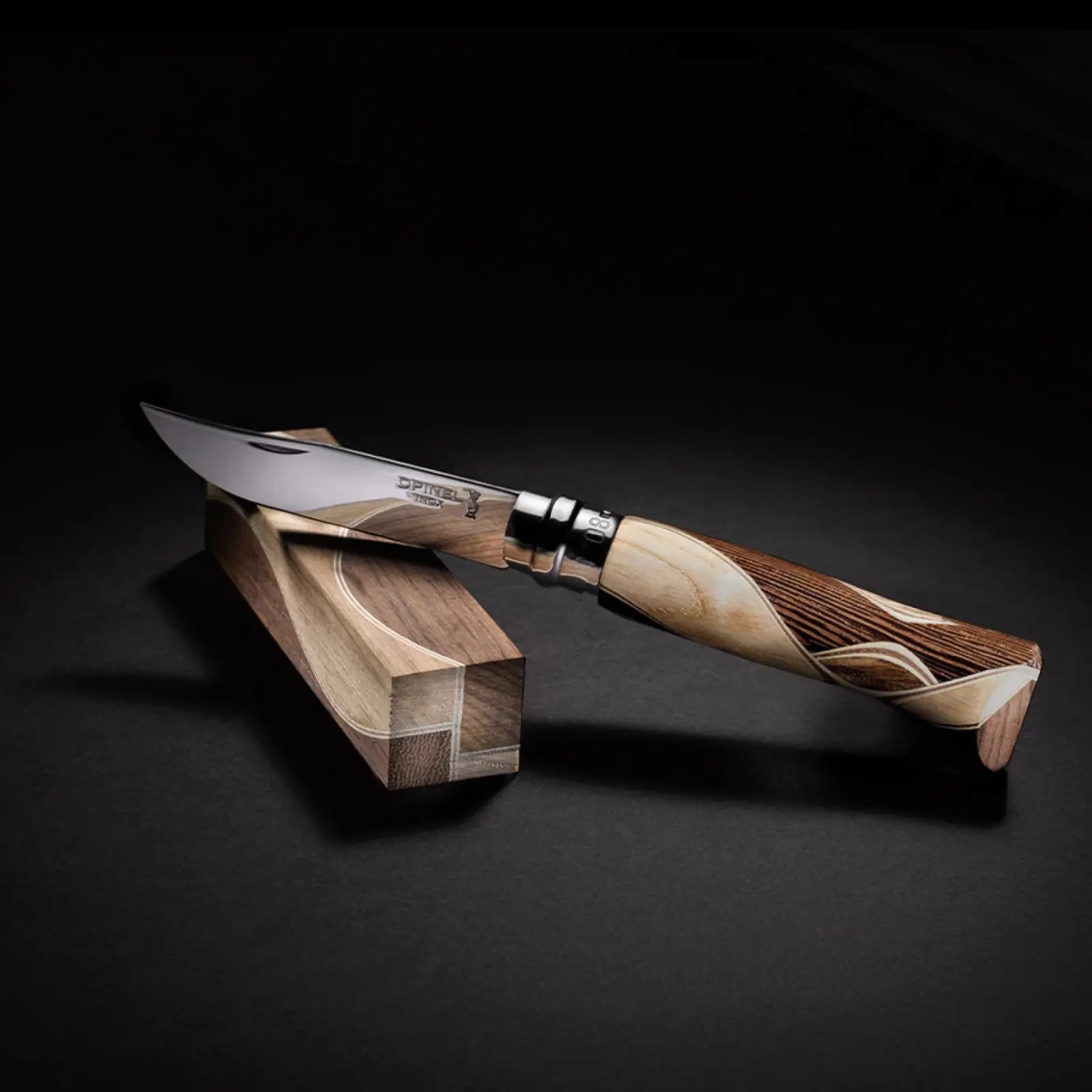 Opinel Chaperon N°08 – Luxus-Taschenmesser mit Intarsien aus edlen Hölzern & Edelstahlklinge Opinel