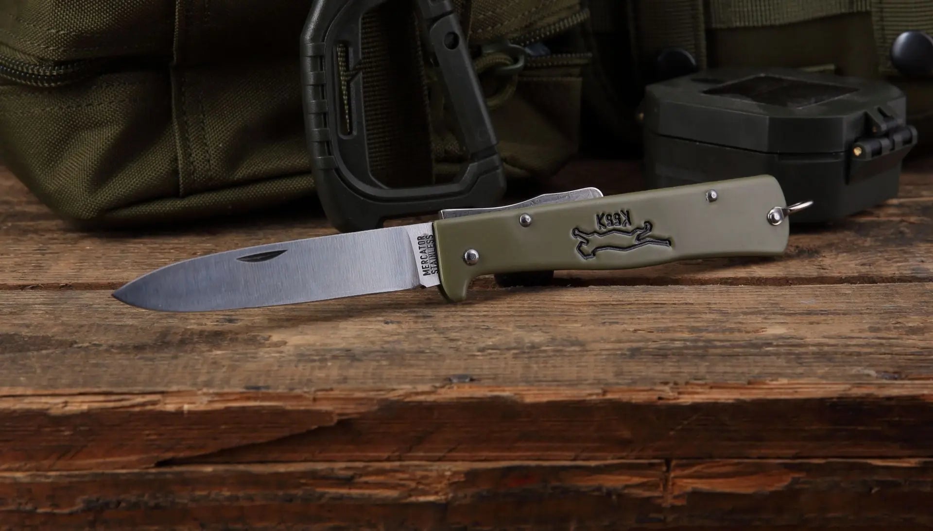 OTTER Mercator K55K Katze Schilfgrün – IWA Knife Award 2023, Black Cat, Solingen Otter