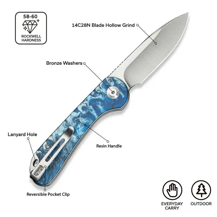 CIVIVI Elementum Slip Joint 14C28N – Blue Ocean Resin (C18062AJ-4) CIVIVI