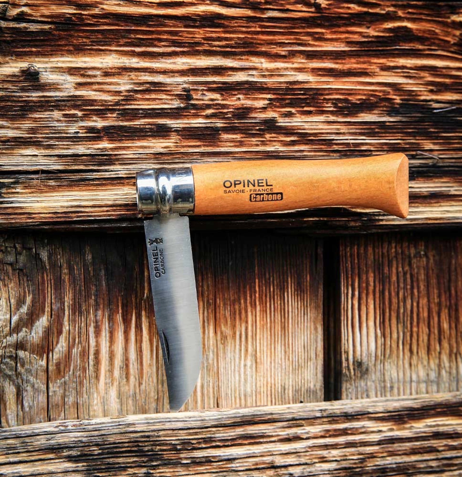 Opinel N°08 Carbon – Klassisches Taschenmesser mit Carbonstahlklinge & Buchenholzgriff Opinel