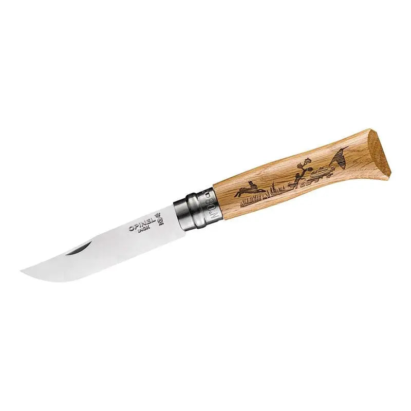 Opinel N°08 Animalia Hase – Taschenmesser mit Gravur auf Eichenholzgriff & 8,5 cm Edelstahlklinge Opinel