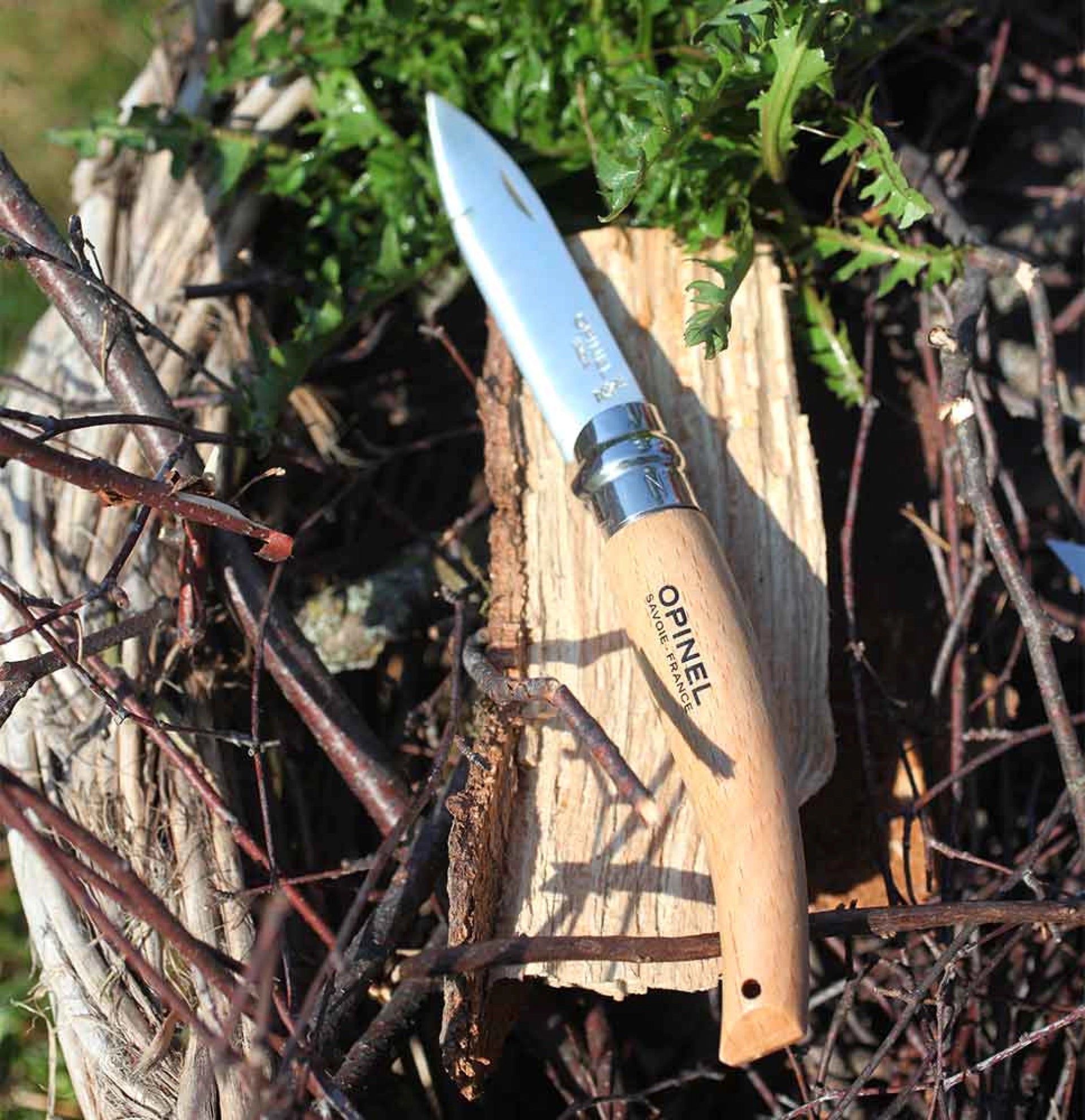 Opinel Gartenmesser N°08 – Robustes Unkraut- & Erntemesser mit Edelstahlklinge & Buchenholzgriff Opinel