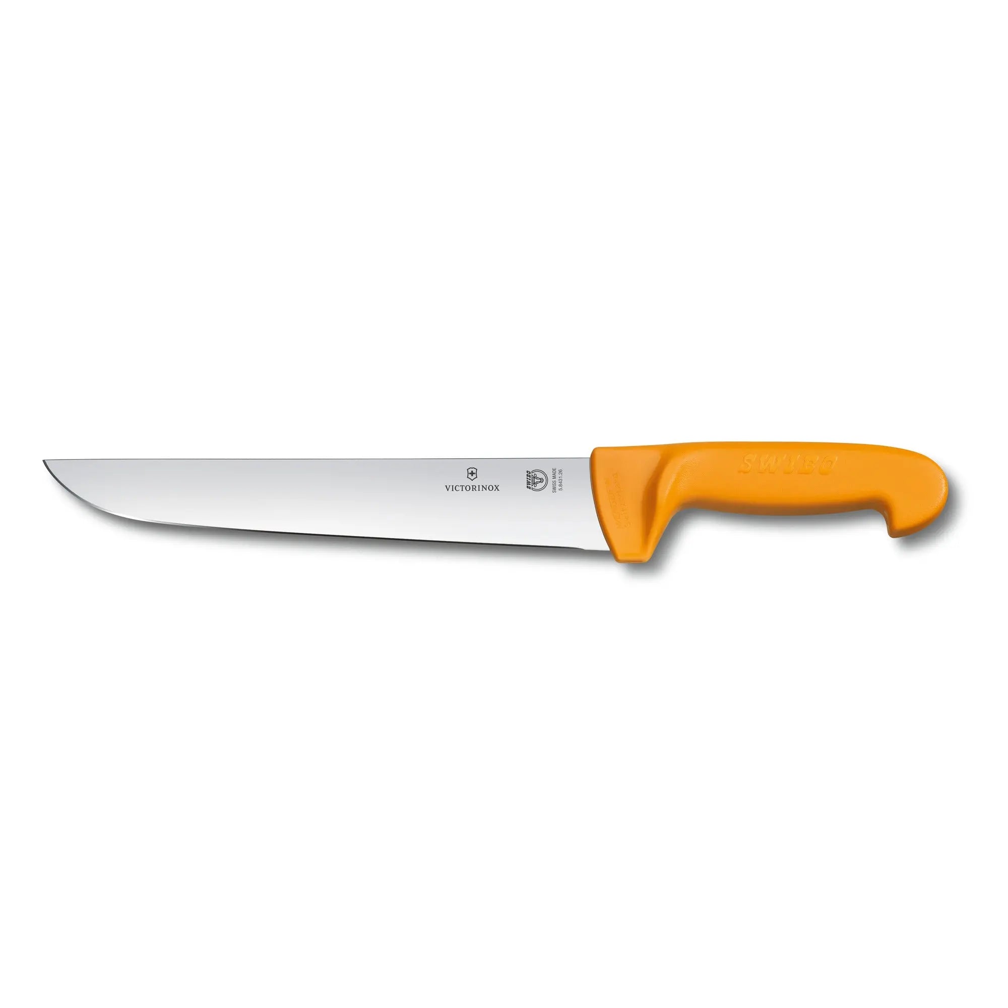 Victorinox Swibo Schlachtmesser 26 cm gerade – Profi-Fleischmesser mit orangefarbenem Griff 5.8431.26 Victorinox