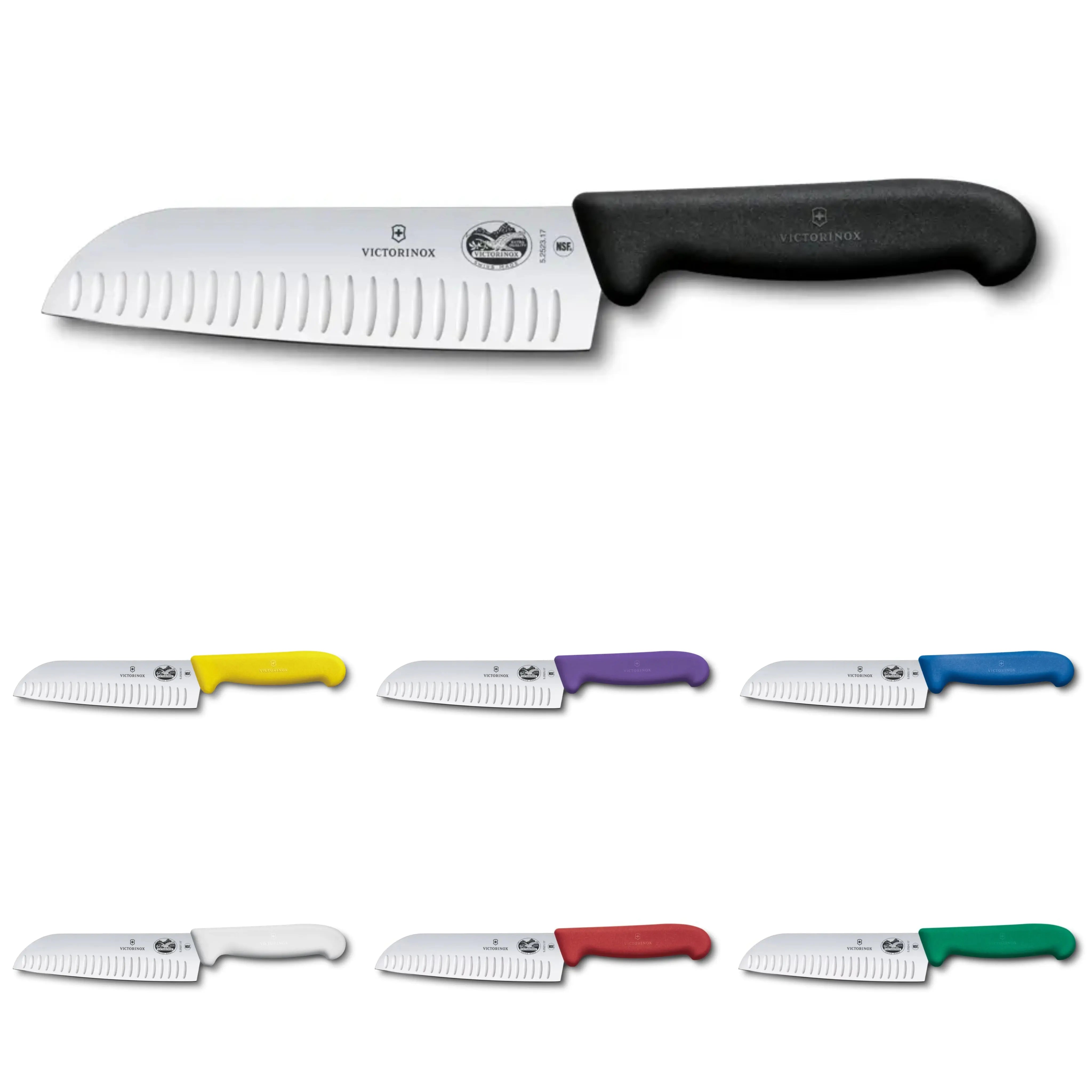 Victorinox Fibrox Santokumesser 17 cm – Profi-Küchenmesser mit Kullenschliff Victorinox