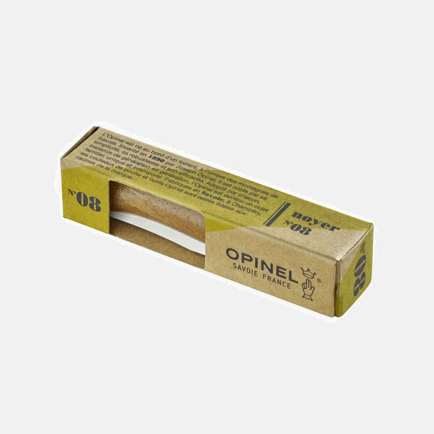 Opinel N°08 Nussholz – Klassisches Taschenmesser mit Edelstahlklinge & Griff aus edlem Nussbaumholz Opinel