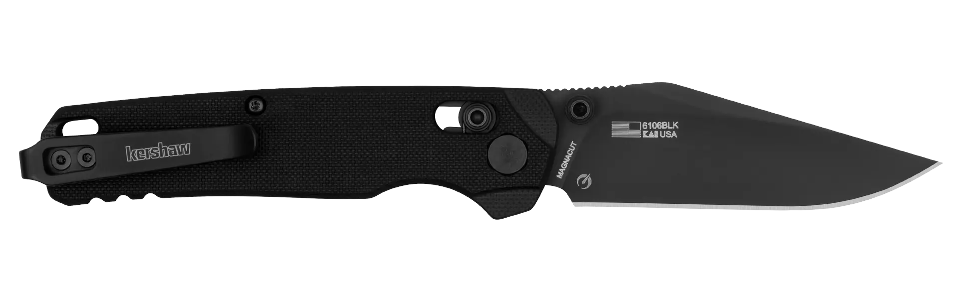 Kershaw Bel Air Clippoint MagnaCut All Black – Premium EDC Taschenmesser mit G10 & DuraLock | Made in USA Kershaw