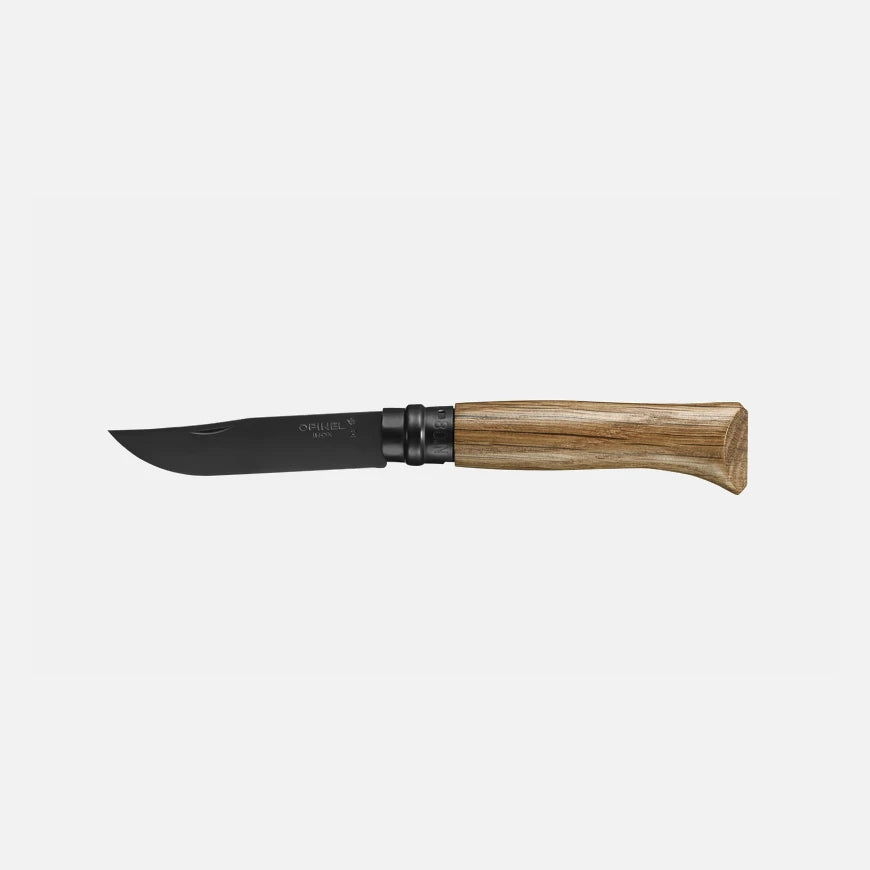 Opinel N°08 Eiche Black – Edles Taschenmesser mit schwarzer PVD-Klinge & Griff aus französischer Eiche Opinel