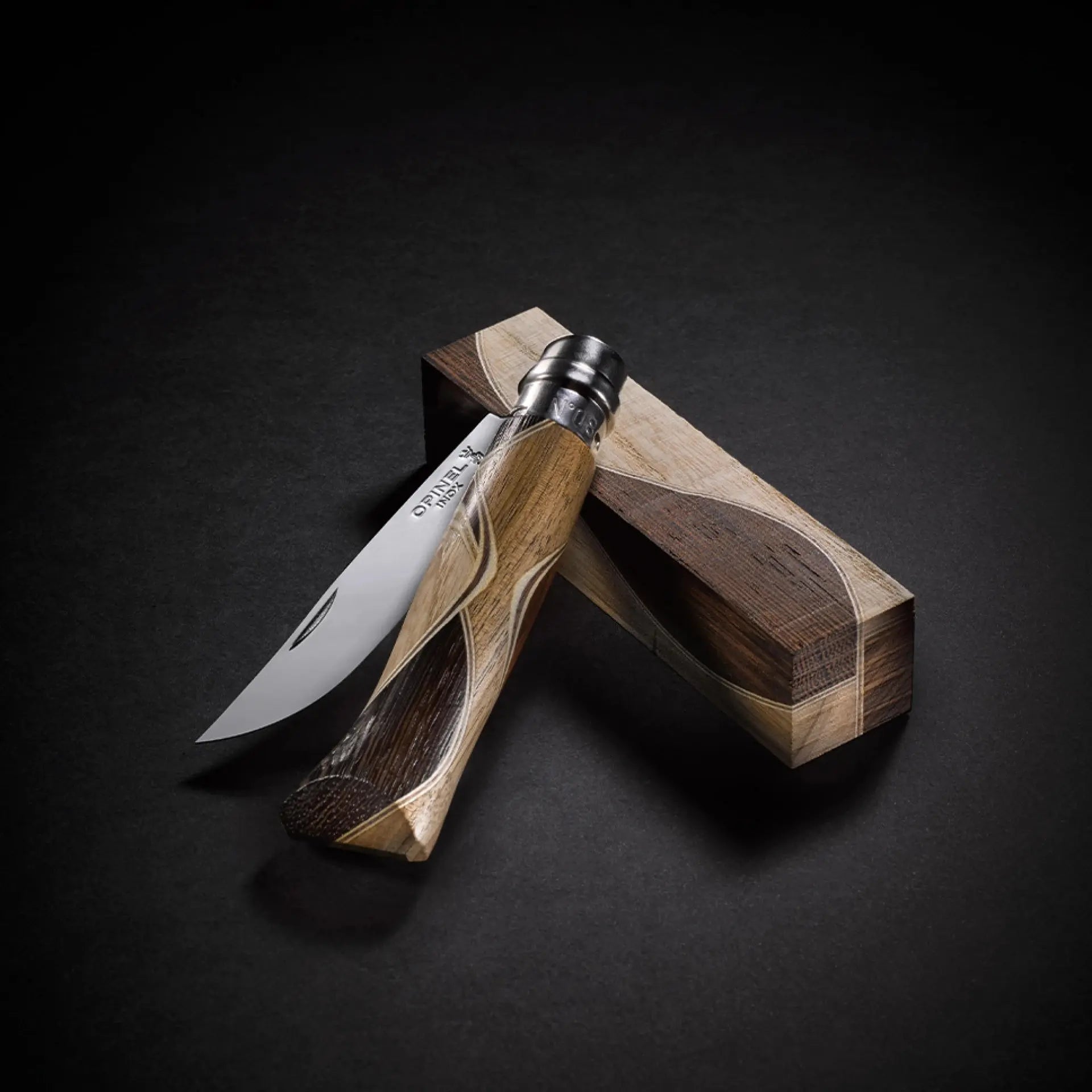 Opinel Chaperon N°08 – Luxus-Taschenmesser mit Intarsien aus edlen Hölzern & Edelstahlklinge Opinel