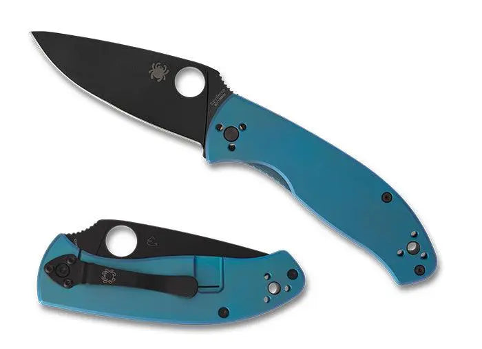 Spyderco Tenacious R.I.L. Blue Titanium Black Blade PlainEdge Spyderco