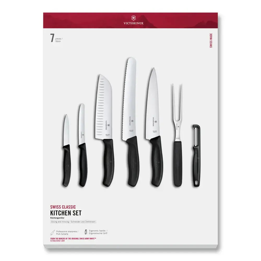 Victorinox Swiss Classic Küchenset 7-teilig (Schwarz) – Premium-Messerset in Geschenkbox Victorinox