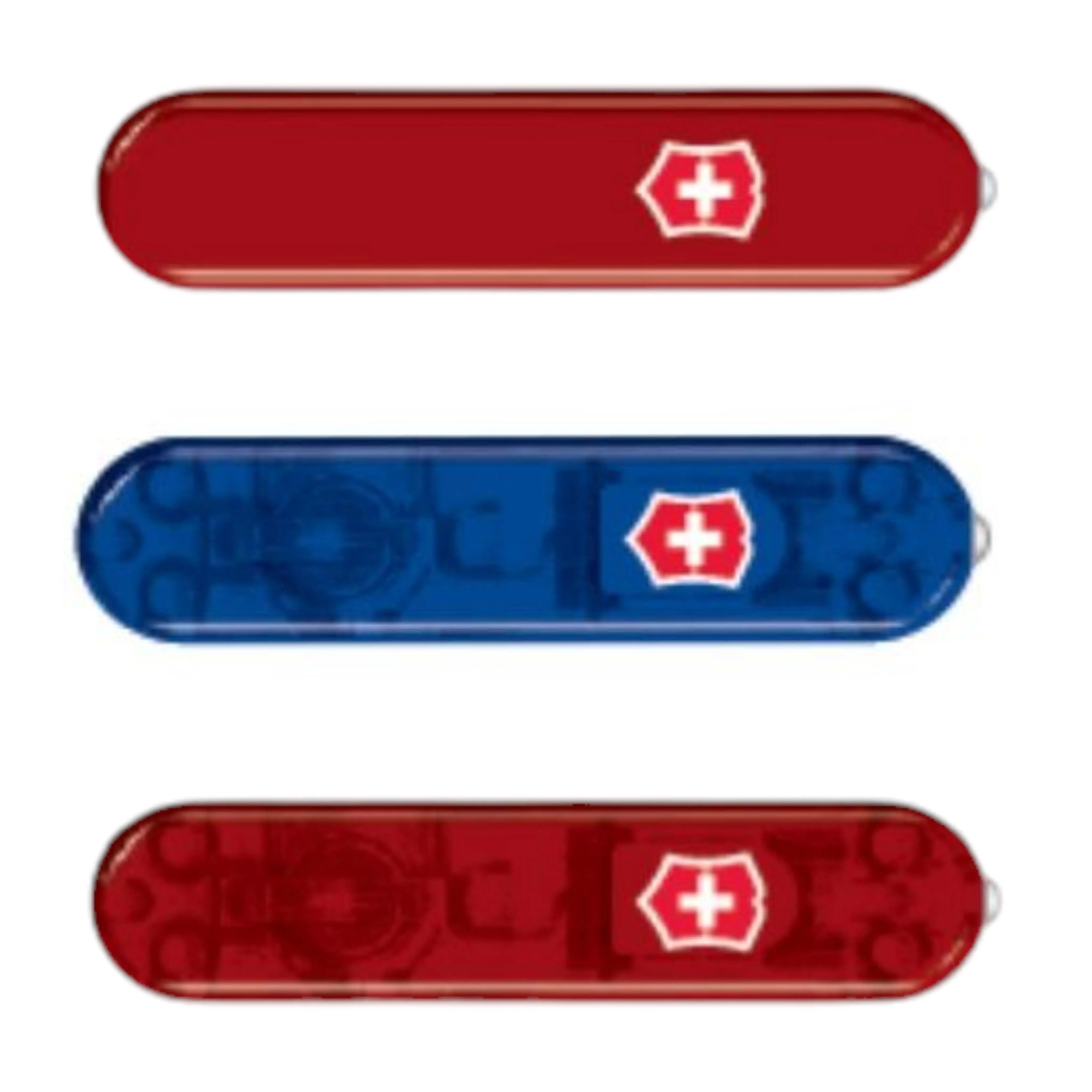 Victorinox Schale Vorderseite, 58 mm, rot, blau transparent, rot transparent LED, V Victorinox