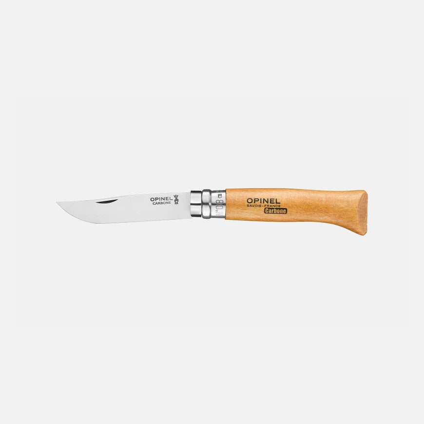 Opinel N°08 Carbon – Klassisches Taschenmesser mit Carbonstahlklinge & Buchenholzgriff Opinel