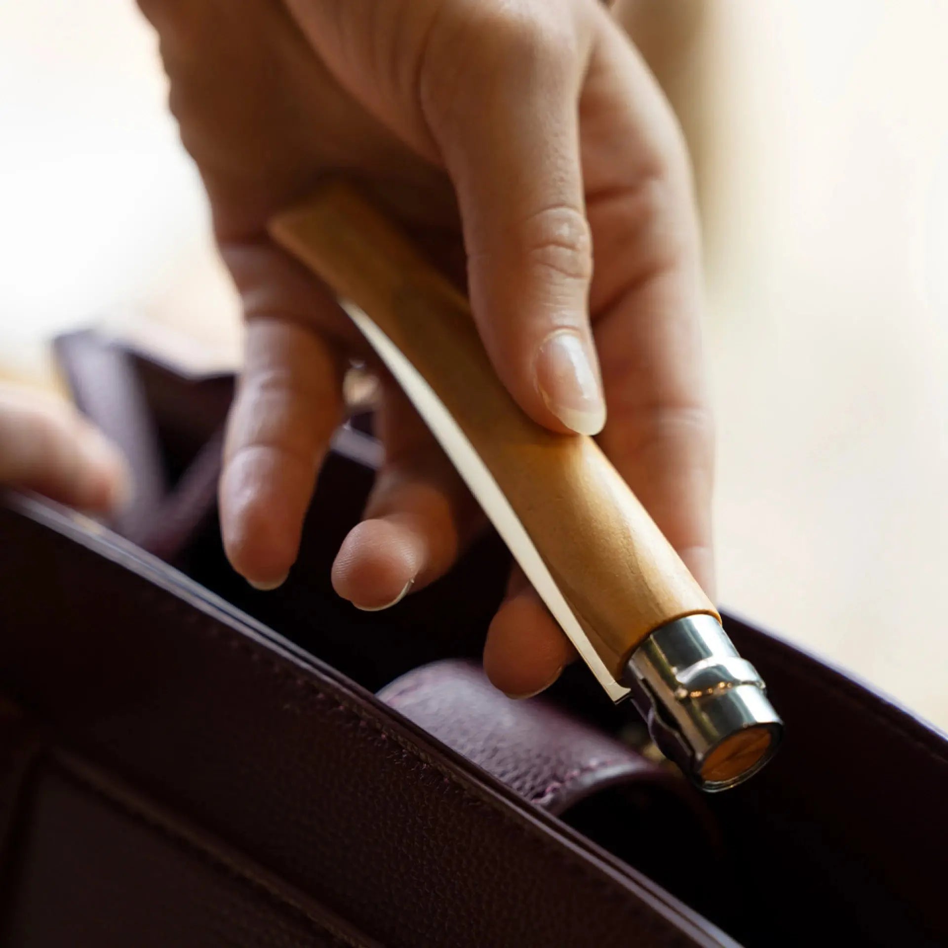 Opinel Effilé 10 Olivenholz Slim Messer Geschenkset mit Etui & Box Opinel