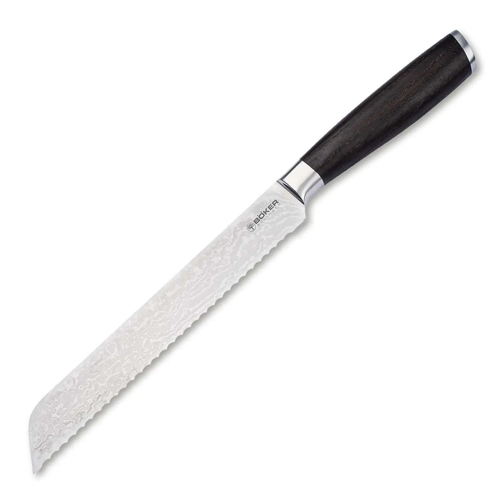 Böker Meisterklinge Damast Brotmesser – VG-10 Kern, Räuchereiche, lebenslange Garantie Böker Manufaktur Solingen