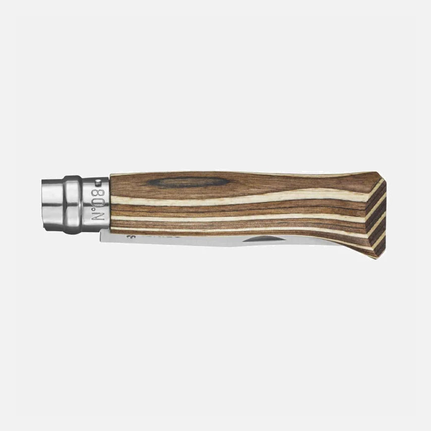 Opinel N°08 Laminierte Birke Braun – Edles Taschenmesser mit nachhaltigem Birkenholzgriff & Geschenkbox Opinel