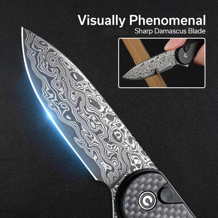 CIVIVI Button Lock Elementum II CF Damascus C18062PB-DS1 CIVIVI
