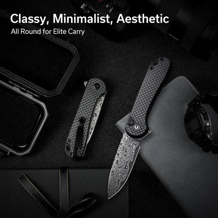 CIVIVI Button Lock Elementum II CF Damascus C18062PB-DS1 CIVIVI
