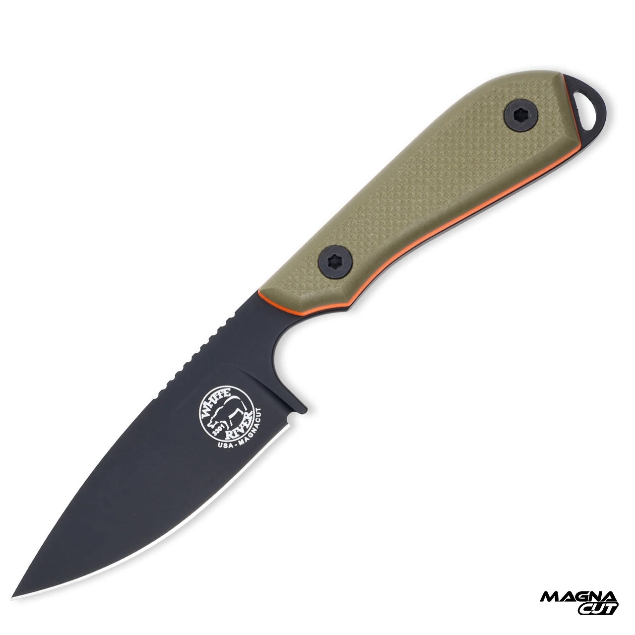 White River M1 Pro Green/Orange – Feststehendes EDC-Messer mit CPM MagnaCut, Made in USA White River Knife & Tool