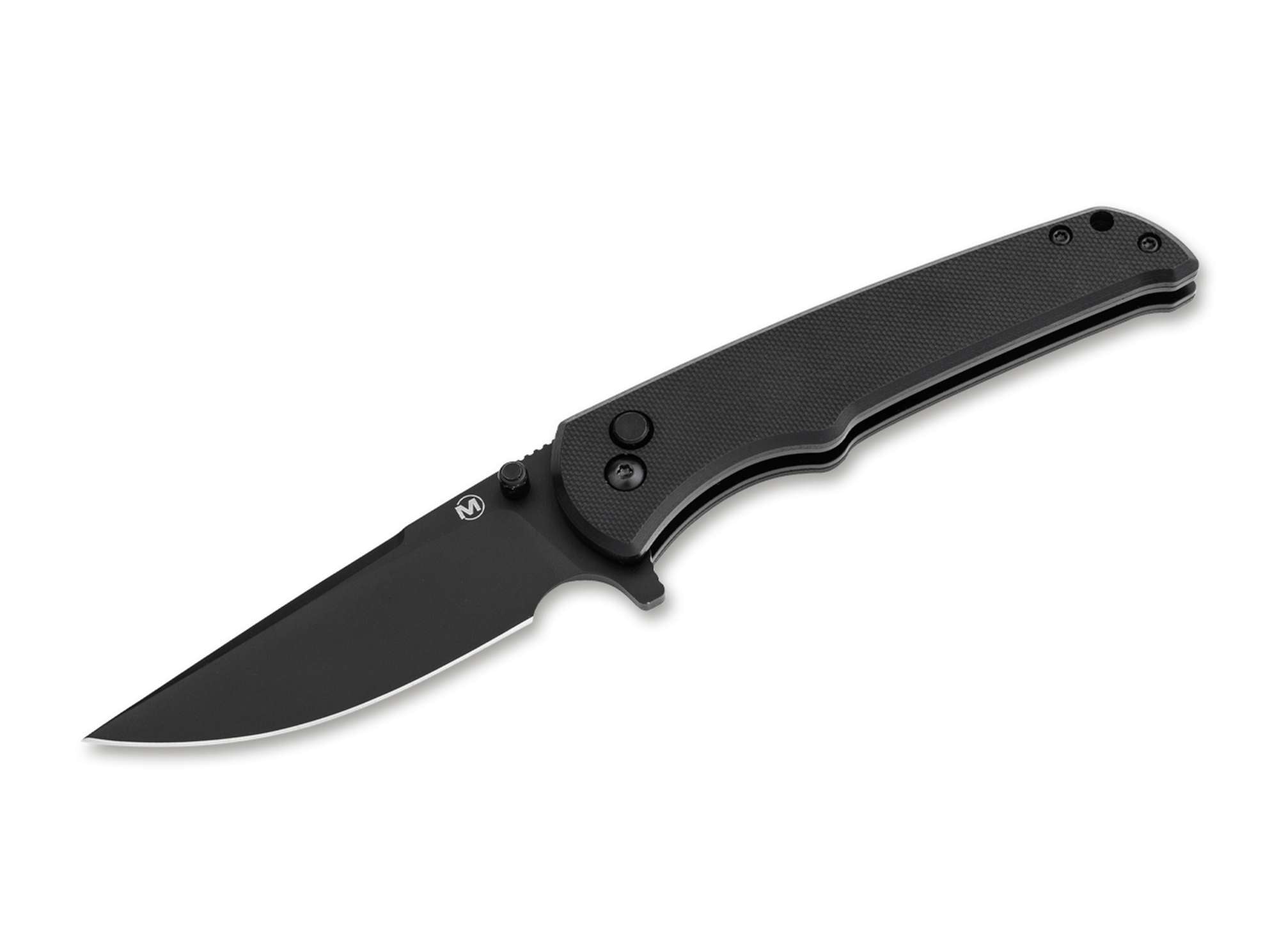 Böker Magnum Blackjay Taschenmesser – 440A Stahl, Button Lock, Flipper, G10 Griff – EDC-Messer in Schwarz