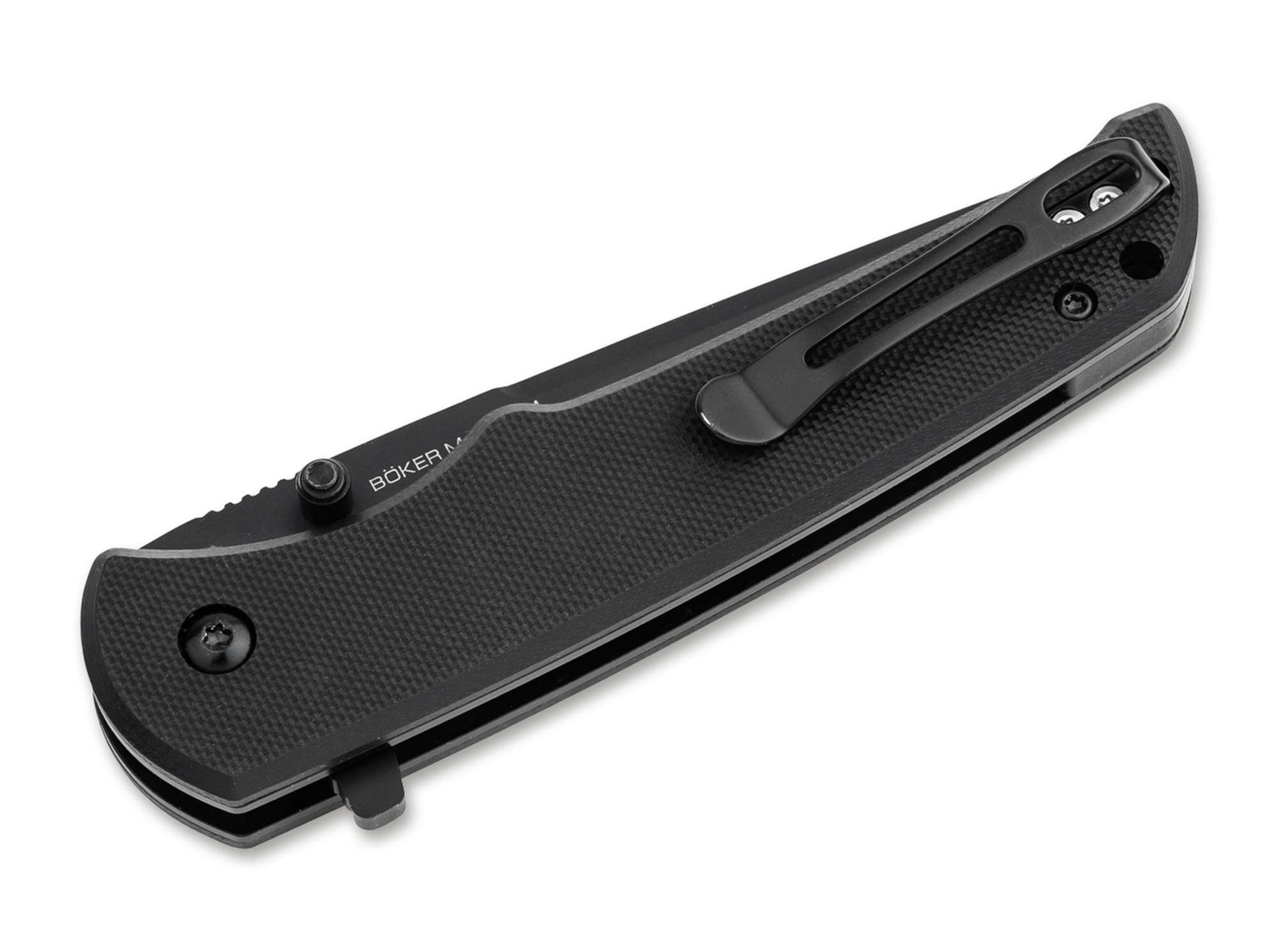 Böker Magnum Blackjay Taschenmesser – 440A Stahl, Button Lock, Flipper, G10 Griff – EDC-Messer in Schwarz