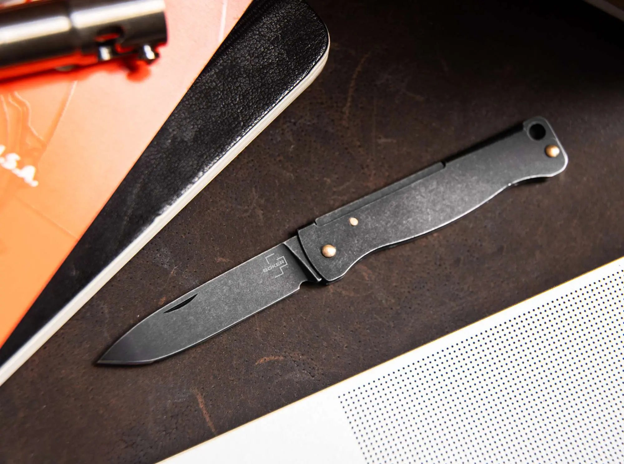 Böker Plus Atlas Mini Dark – Schlüsselbundmesser mit Black-Stonewash-Finish Böker Plus
