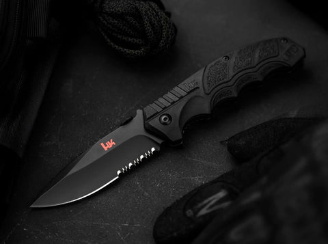 Heckler & Koch SFP Tactical Folder All Black D2 Linerlock Taschenmesser Heckler & Koch