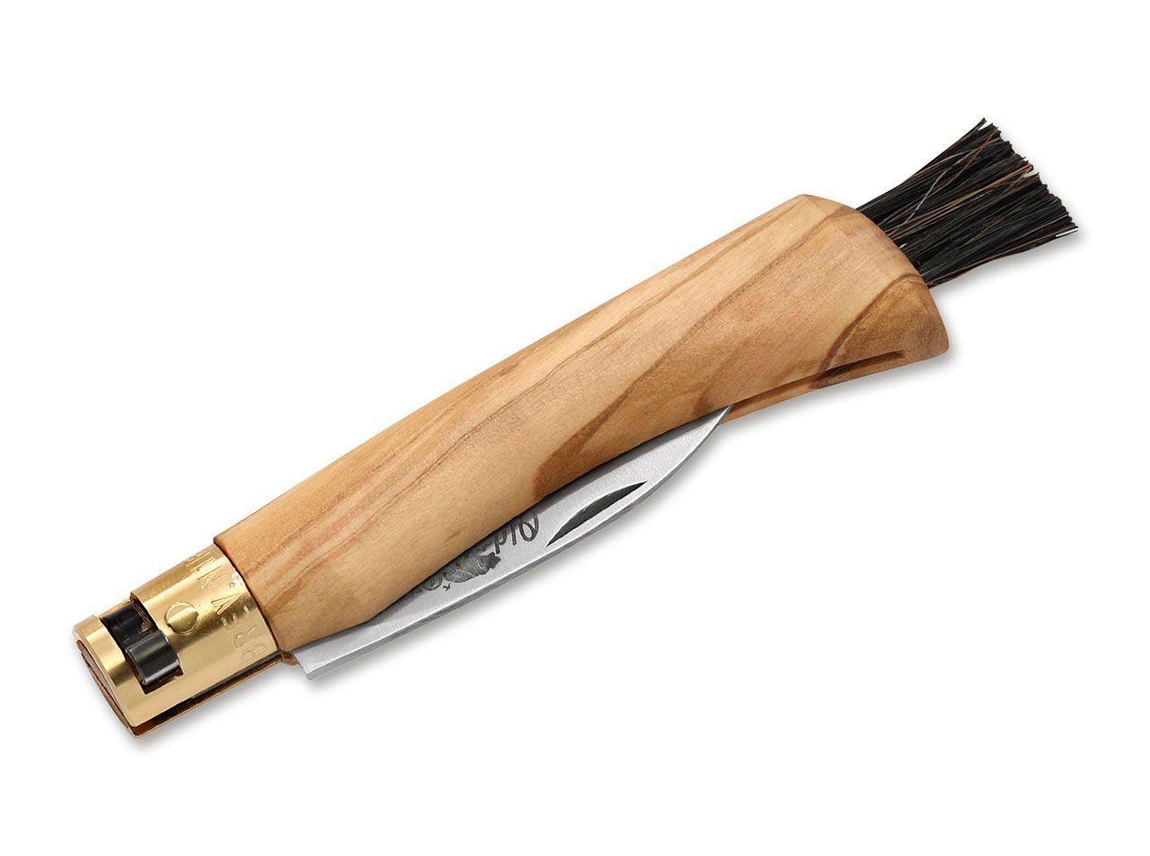 Antonini Old Bear Pilzmesser mit Bürste Mushroom Italian Olive