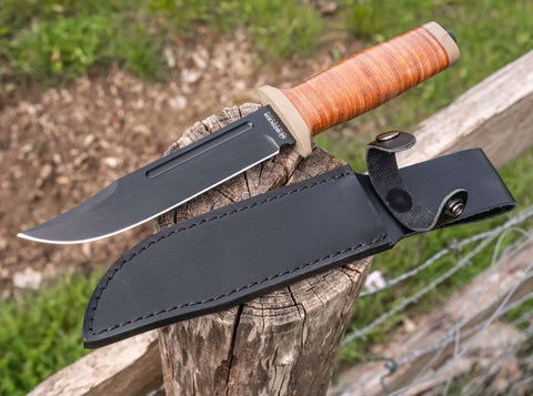 Böker Magnum Ranger Field Bowie Messer 440A Bowie Jagdmesser Outdoor Lederscheide Böker Magnum