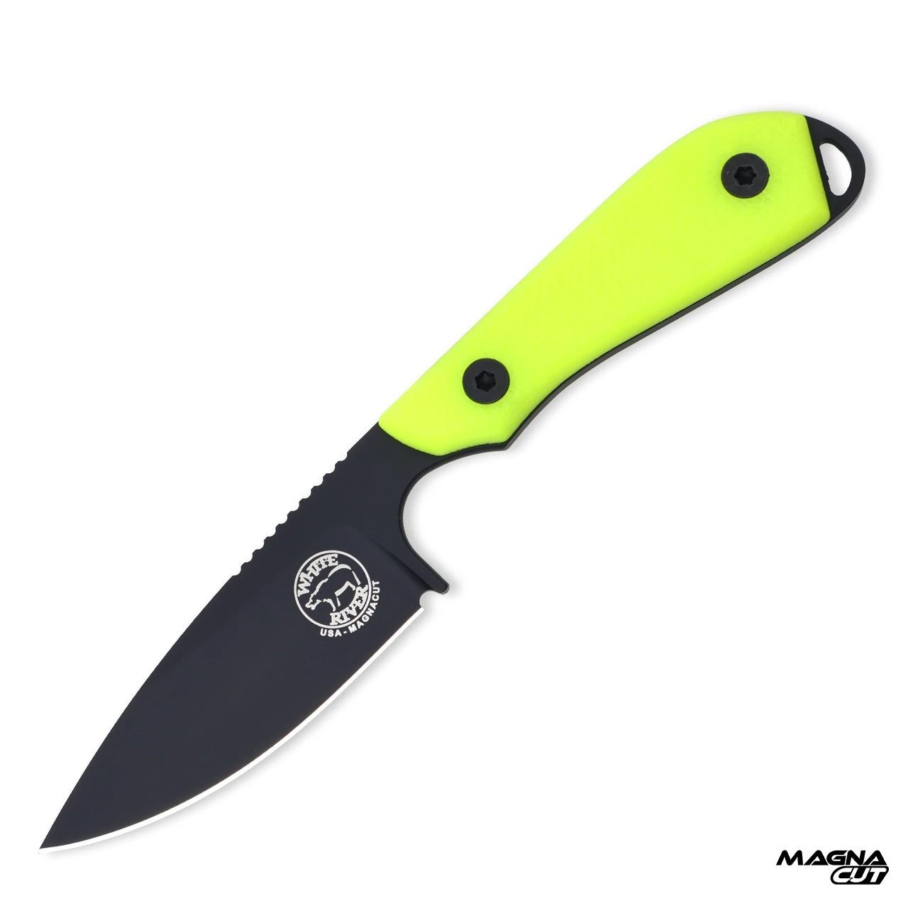 White River M1 Pro Hi-Vis – Feststehendes EDC-Messer mit CPM MagnaCut & gelbem G10, Made in USA White River Knife & Tool