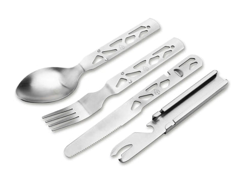 Naturensöhne Campingbesteck Set Edelstahl Messer Gabel Löffel Dosenöffner Böker Plus Böker Plus