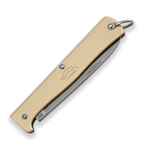 OTTER Mercator Messing klein – Kompaktes Klappmesser mit Messinggriff, §42a konform, Solingen Otter