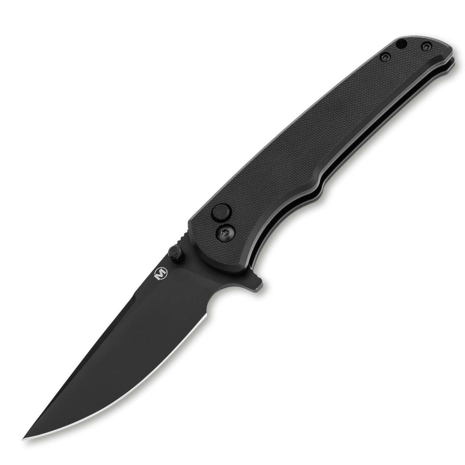 Böker Magnum Blackjay Taschenmesser – 440A Stahl, Button Lock, Flipper, G10 Griff – EDC-Messer in Schwarz