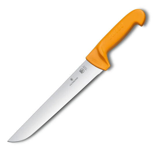 Victorinox Swibo Schlachtmesser 26 cm gerade – Profi-Fleischmesser mit orangefarbenem Griff 5.8431.26 Victorinox