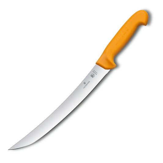 Victorinox Swibo Schlachtmesser mit gebogener 22 cm Klinge – ideal für präzises Arbeiten. Ergonomisch, robust & spülmaschinenfest 5.8435.22 Victorinox