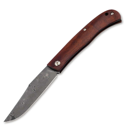 Böker Plus Slack Damast Taschenmesser Cocobolo Holz 110 Lagen Slipjoint Böker Plus