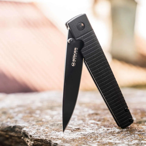 Böker Magnum Stereo G10 Linerlock 440A Droppoint Messer Schwarz Gentleman Tactical Böker Plus