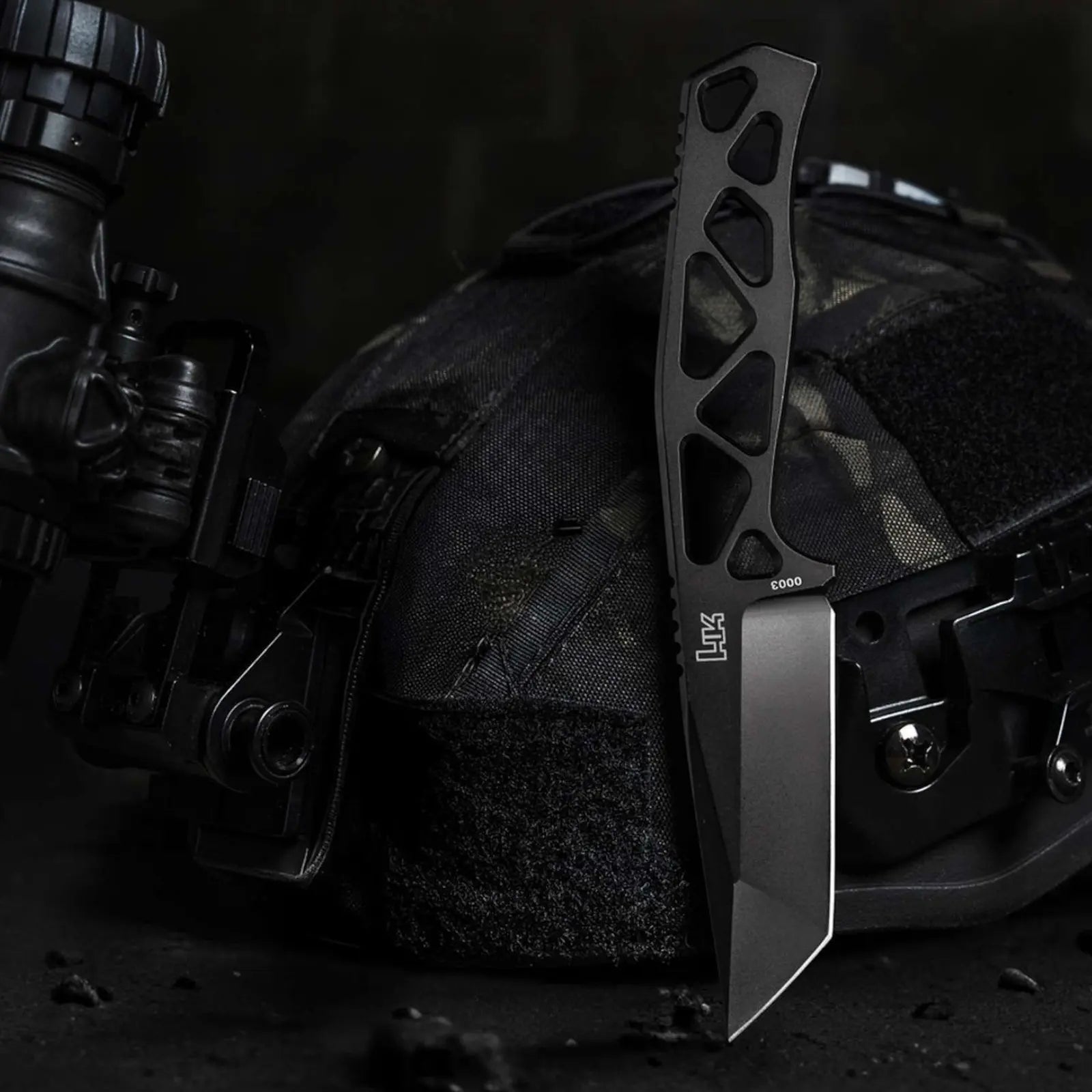 Heckler & Koch FX01 – Feststehendes Ganzstahlmesser D2, Tanto-Klinge & Kydexscheide Heckler & Koch