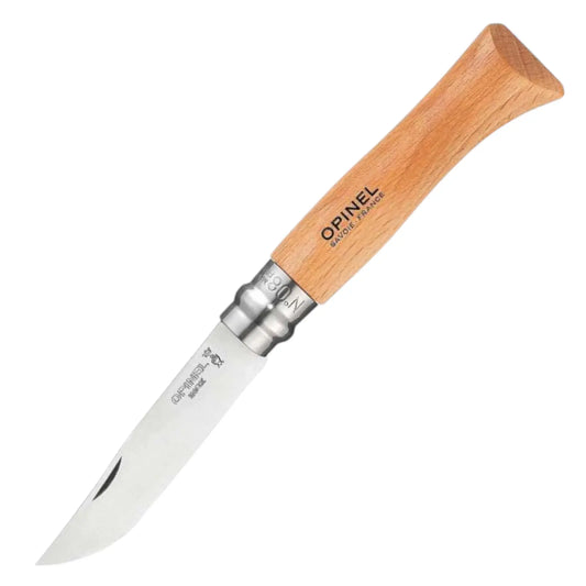 Opinel Inox Taschenmesser N°08 – Klassiker mit rostfreier Edelstahlklinge & Buchenholzgriff Opinel