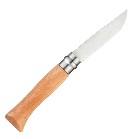 Opinel Inox Taschenmesser N°08 – Klassiker mit rostfreier Edelstahlklinge & Buchenholzgriff Opinel