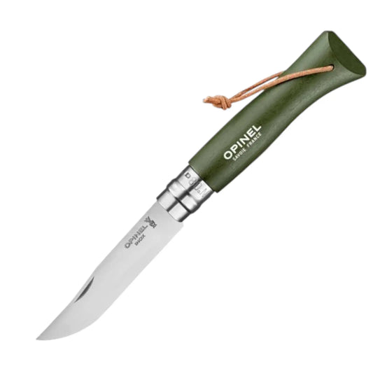 Opinel N°08 Baroudeur Kaki – Robustes Taschenmesser mit Edelstahlklinge & Holzgriff in Naturfarbe Opinel