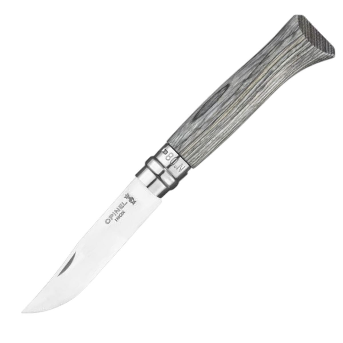 Opinel N°08 Laminierte Birke Grau – Luxus-Taschenmesser mit einzigartigem Birkenholzgriff & Geschenkbox Opinel