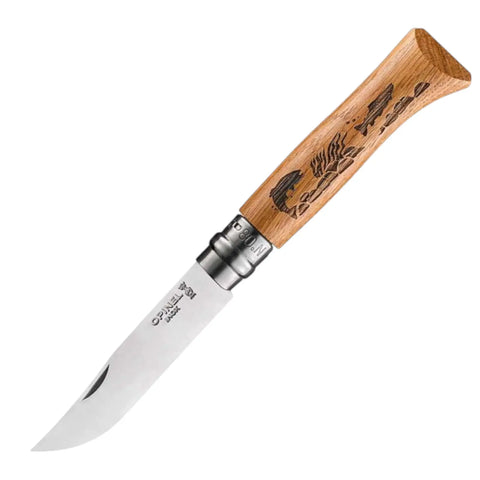 Opinel N°08 Animalia Fisch – Taschenmesser mit Gravur für Angler & Naturliebhaber Opinel